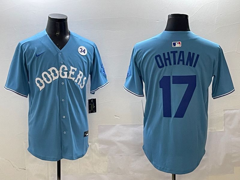Men Los Angeles Dodgers #17 Ohtani Light Blue Throwback Game 2025 Nike MLB Jersey style 7->los angeles dodgers->MLB Jersey